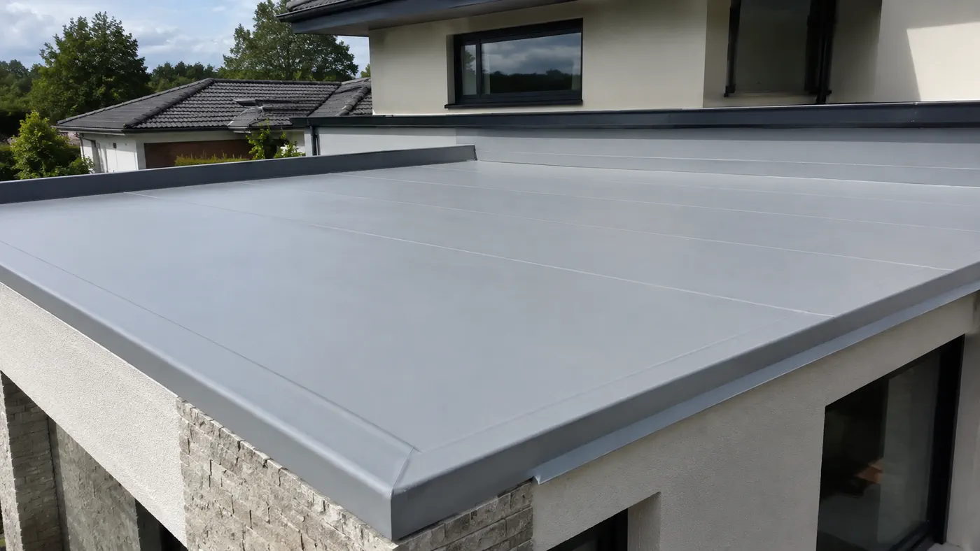 Roof tear-off showing exposed decking and ice-and-water membrane installation on a Wisconsin home